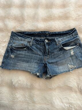 Distressed Blue Denim Cutoff Shorts